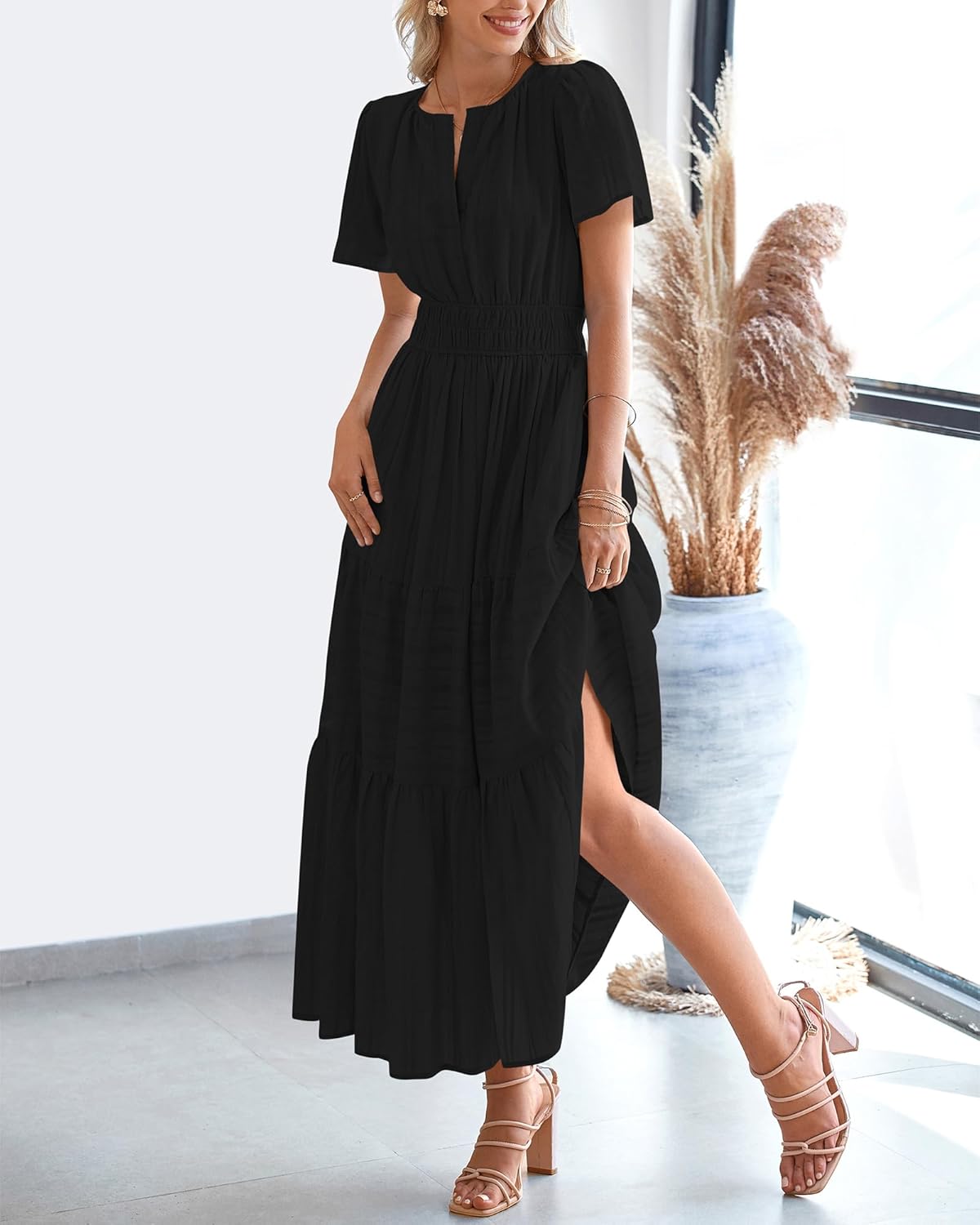 Limited time sale🔥Womens Summer Lightweight Short Sleeve Midi Maxi Dresses(BUY 2 FREE SHIPPING)