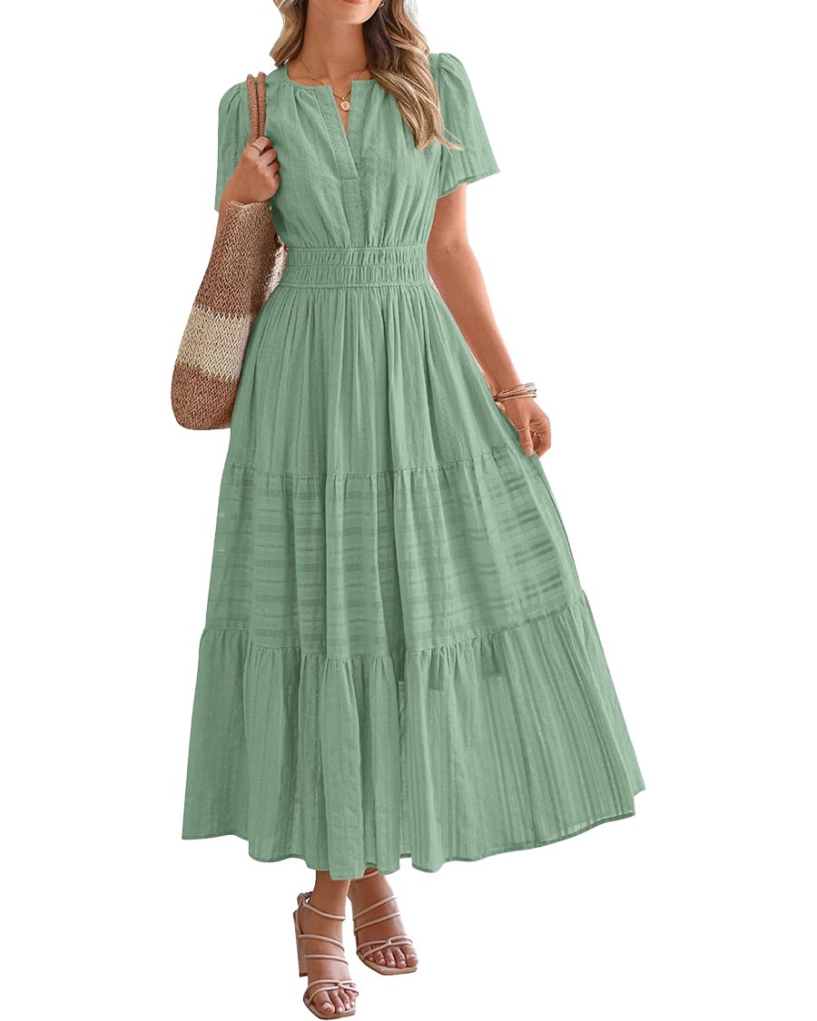 Limited time sale🔥Womens Summer Lightweight Short Sleeve Midi Maxi Dresses(BUY 2 FREE SHIPPING)