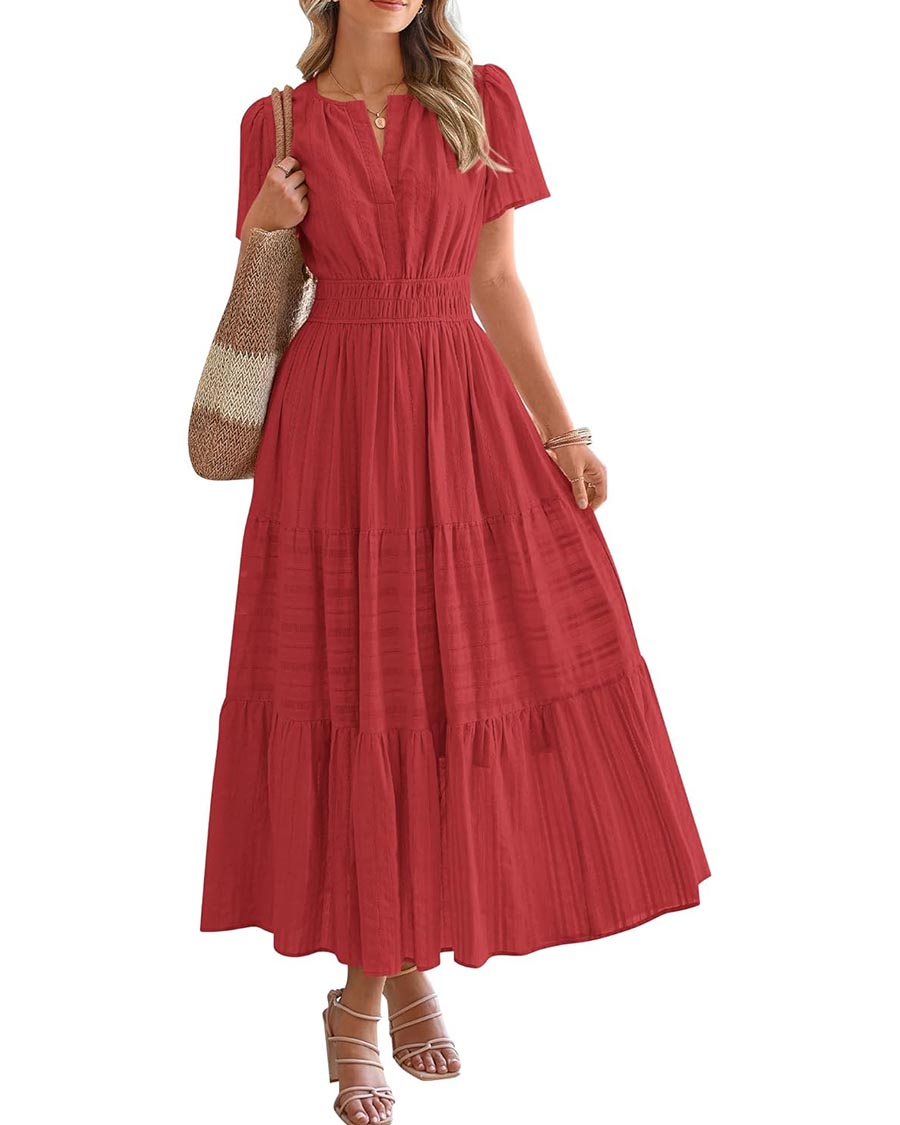 Limited time sale🔥Womens Summer Lightweight Short Sleeve Midi Maxi Dresses(BUY 2 FREE SHIPPING)