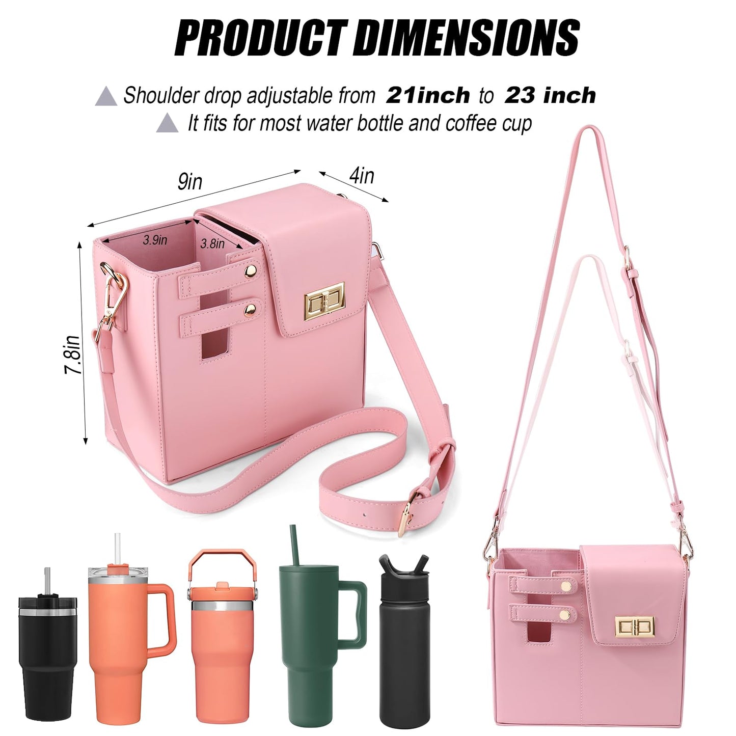 Crossbody Bag with Sports Water Bottle Holder for Women Purse