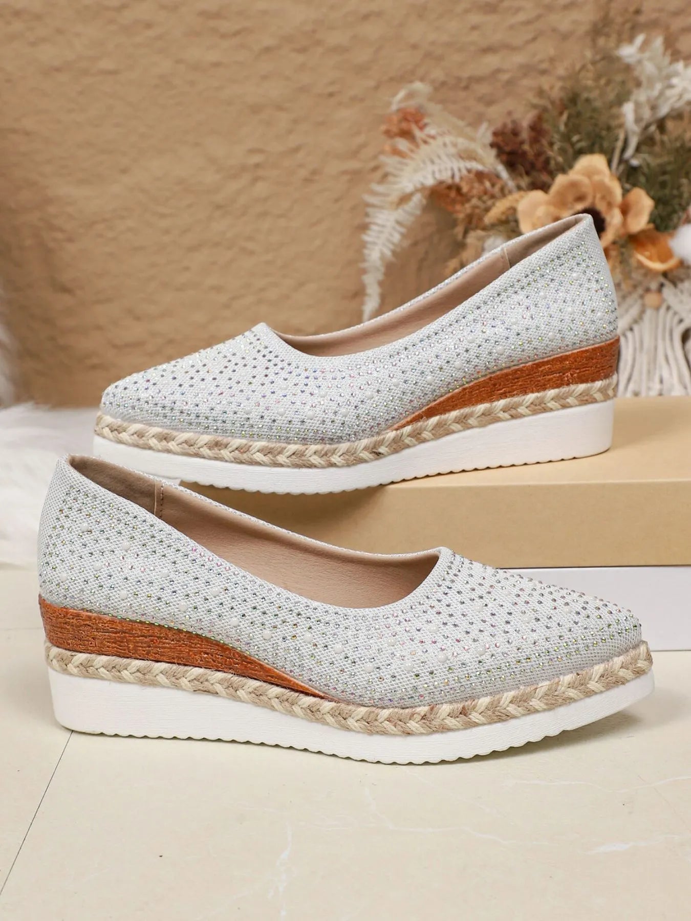 Dazzle & Shine Rhinestone Wedge Slip-Ons