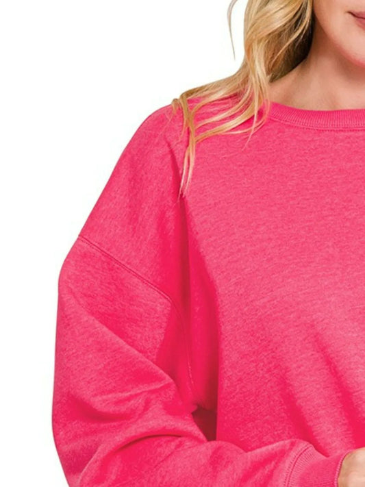Vibrant Fuchsia Fleece Lounge Sweatshirt
