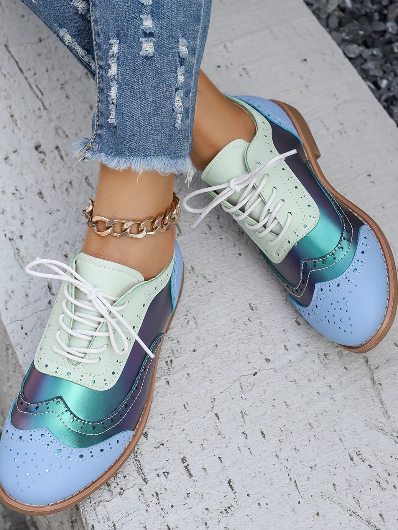 Color Block Flats - Loafers