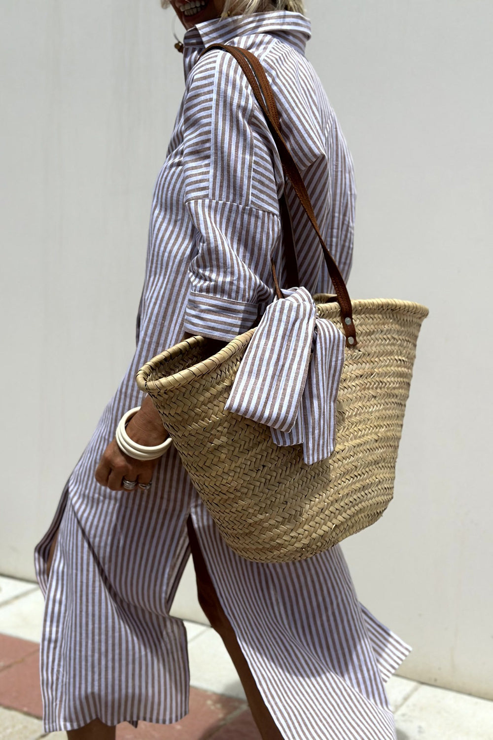 Camila | Stylish Striped Slit Shirt Dress