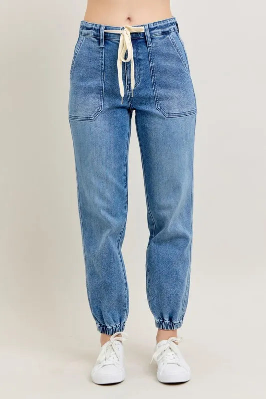 Everyday High Waist Denim Joggers – Plus Size