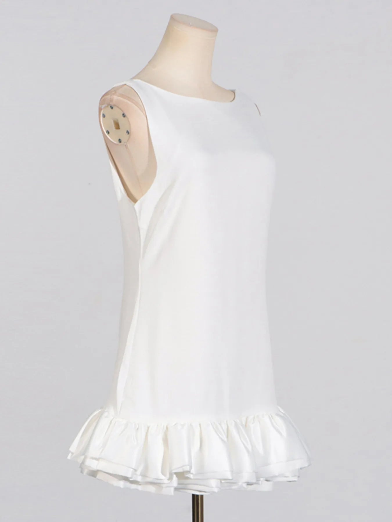 White Ruffled Hem Sleeveless Mini Dress – Flirty Summer Casual Dress for Women