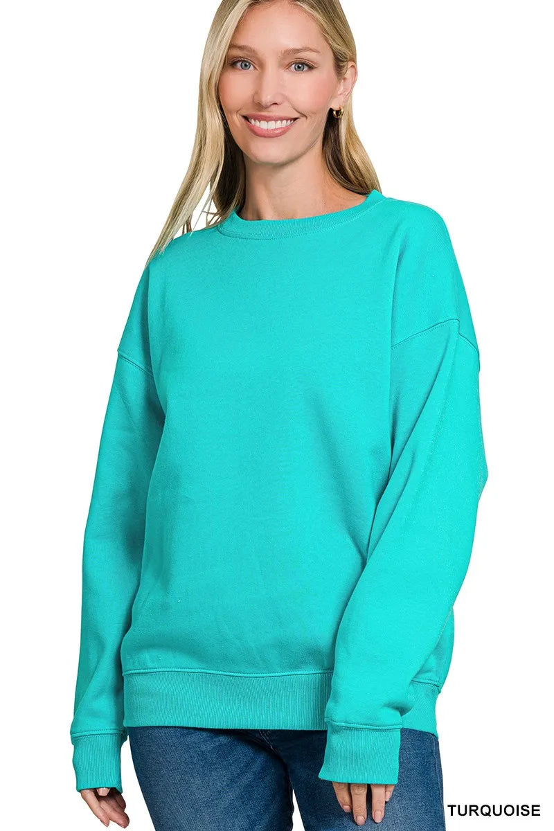 Aqua Crewneck Fleece Long Sleeve Sweatshirt