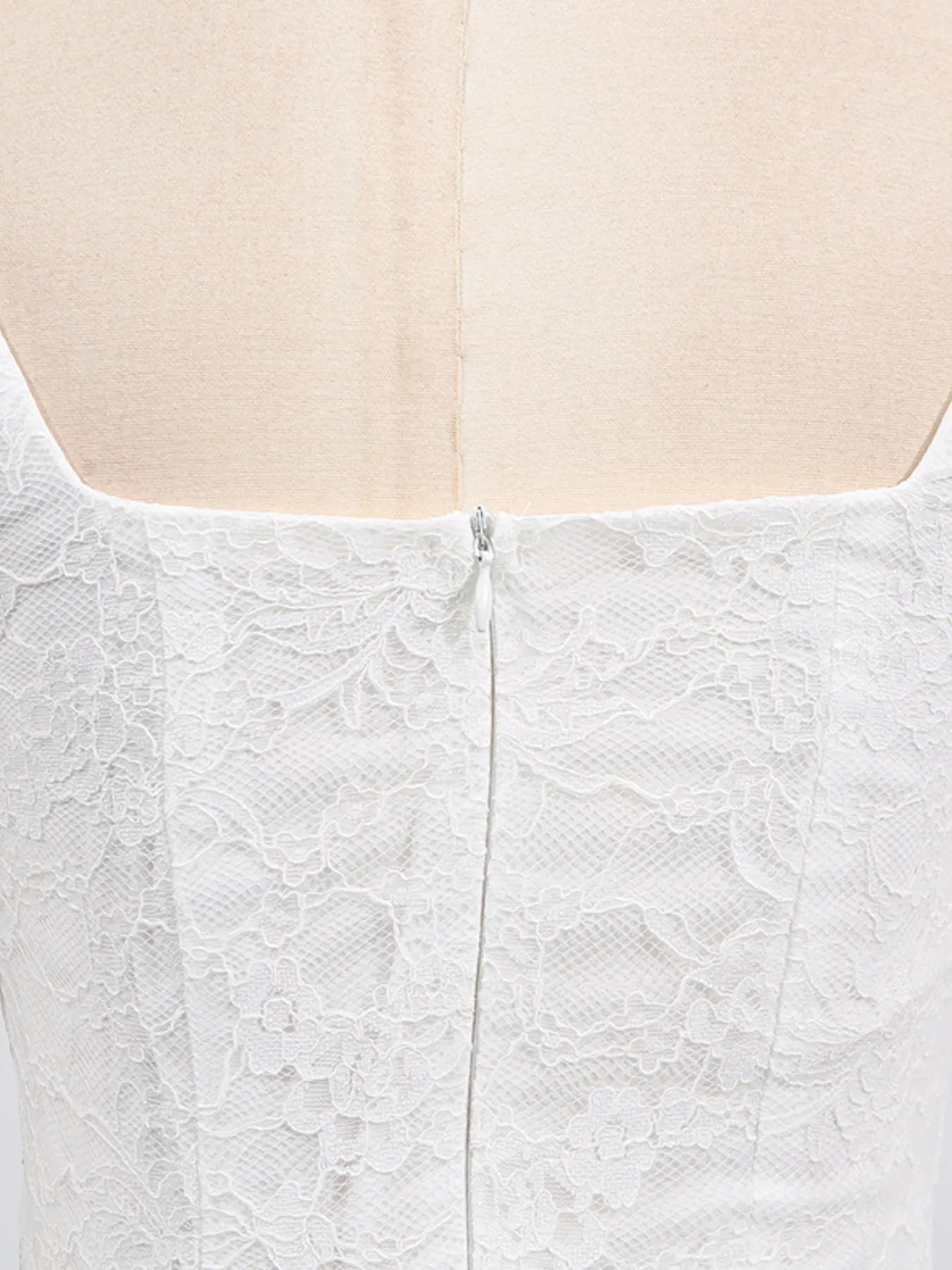 White Square Neck Lace Long Sleeve Dress – Elegant Vintage-Inspired Formal Dress for Women