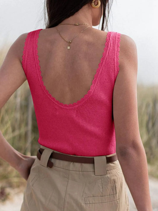 Ribbed Scoop Neck Tank Top