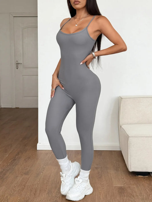 Chic Scoop Neck Bodycon Jumpsuit – Spaghetti Strap