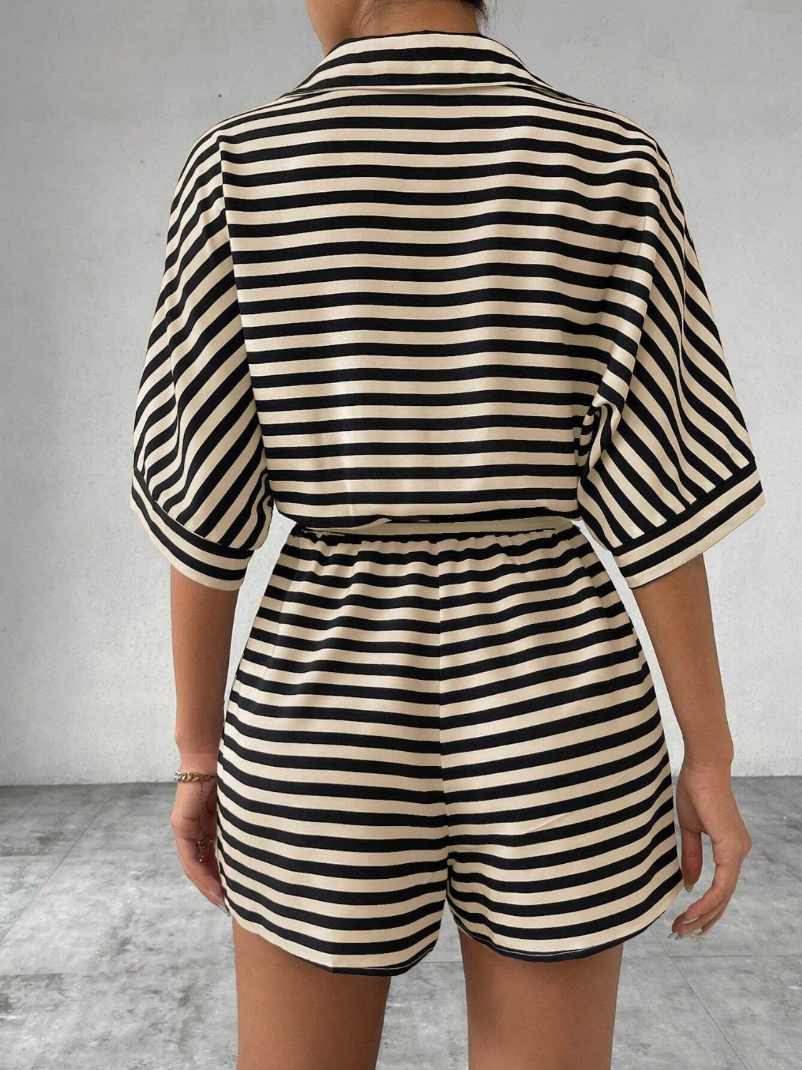 Striped Romper - Tie Waist