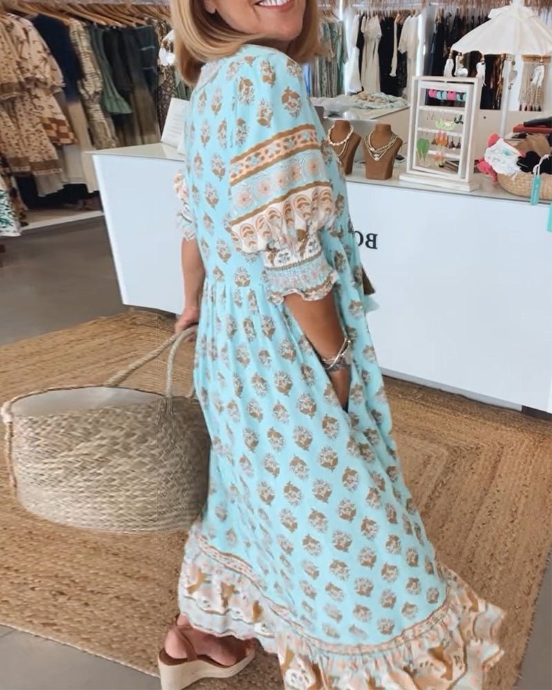 Eliana | Boho Tassel Midi Dress