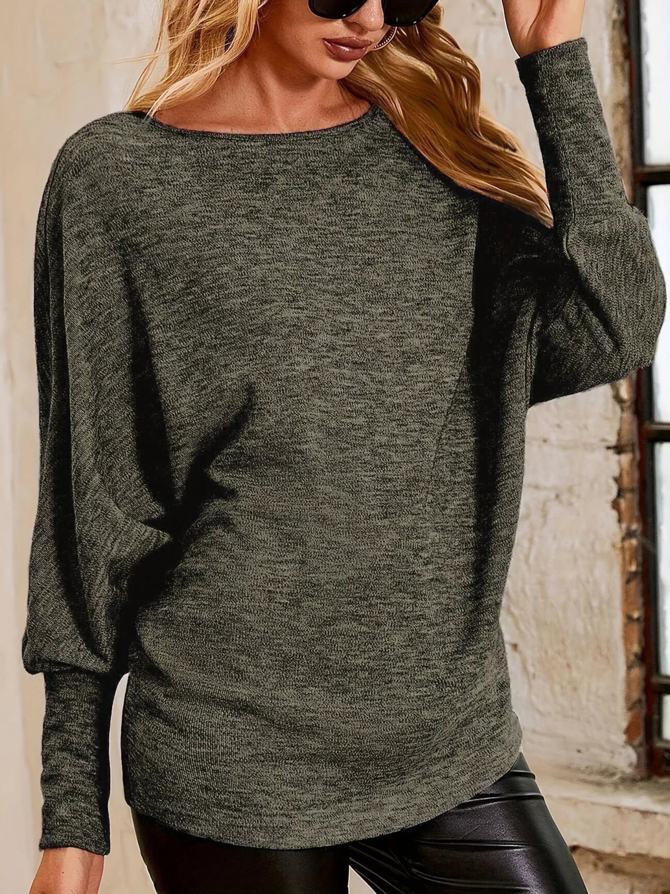 Round Neck Long Sleeve Relaxed Fit T-Shirt