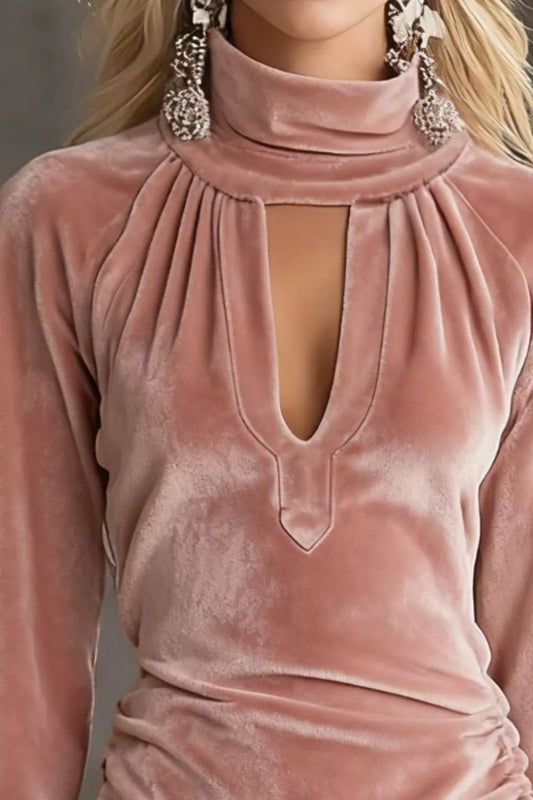 Elegant Velvet Ruched Mini Dress