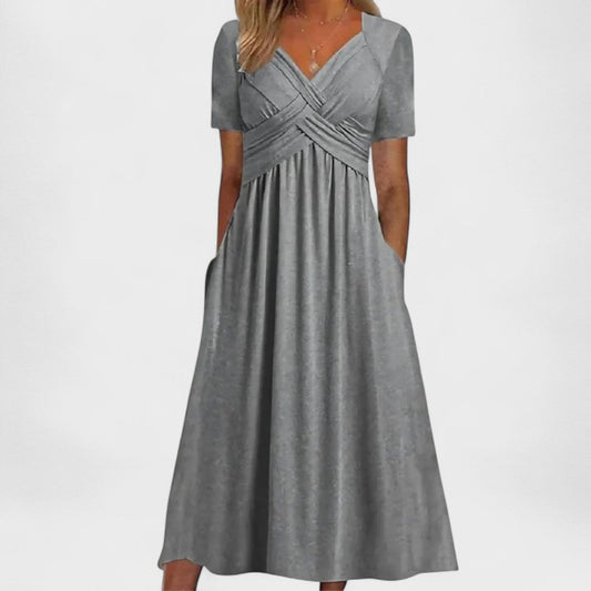 Riley - Dress With V Neck For Women Grey