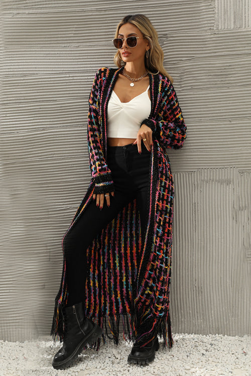 What You See Colorful Tassel Knit Cardigan - 3 Colors Black