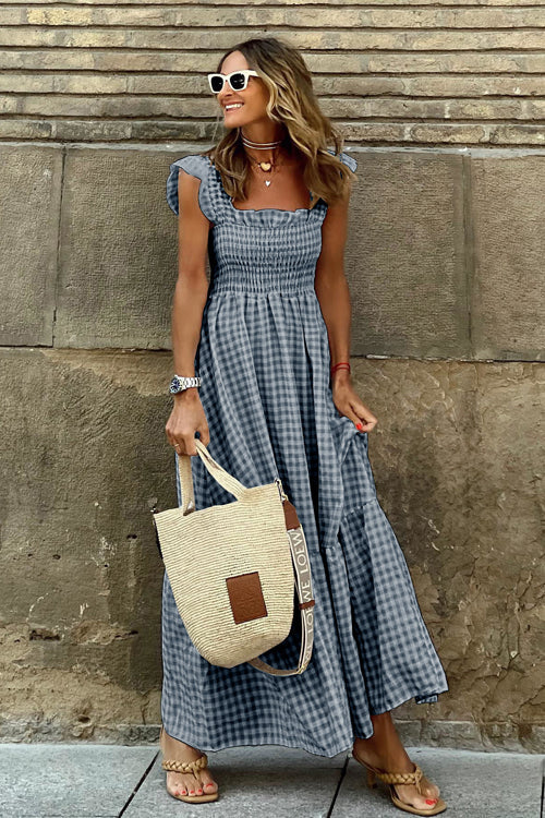 Good Feelings Ruffled Babydoll Maxi Dress - 4 Colors Dark Blue