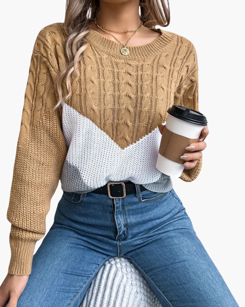 Evie | Chevron Cable-Knit Sweater