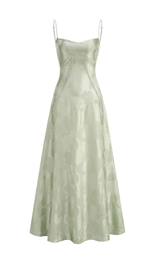 Floral Tie-Back Maxi Dress - Mint Green