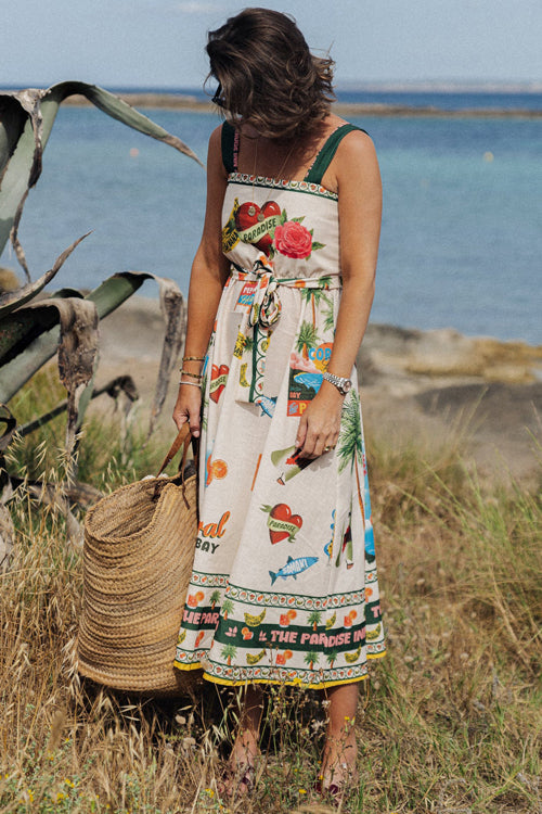 Through The Garden Floral Print Midi Dress - 2 Colors Green