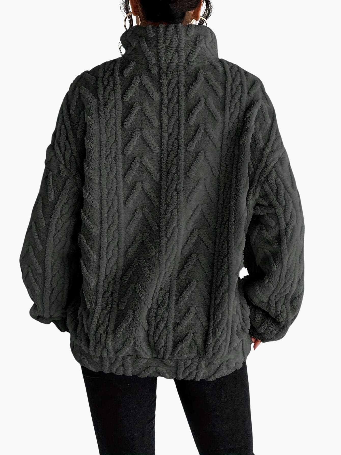 Zara | Luxe Cable-Knit Fleece Sweatshirt