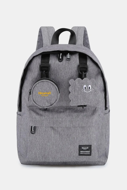 Canvas Backpack – Waterproof, Detachable Coin Purse Gray One Size