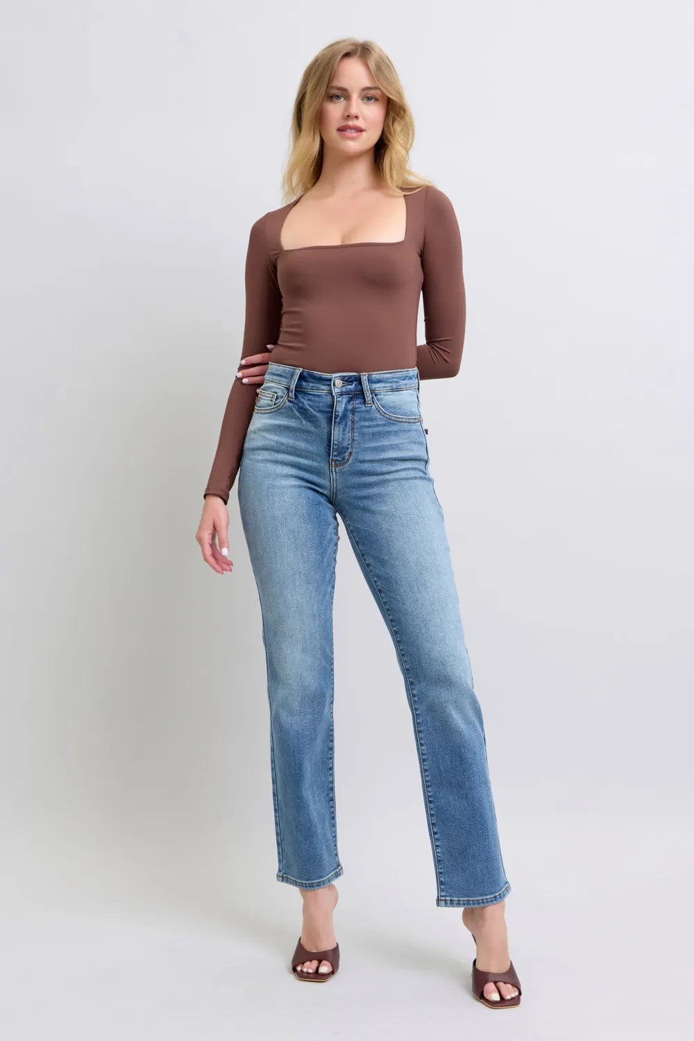 Vintage Blue Washed Straight Jeans