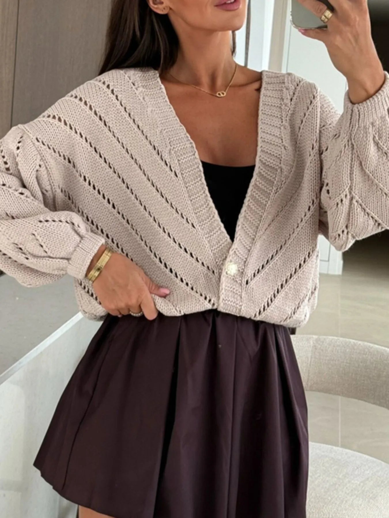 Openwork Long Sleeve Cardigan