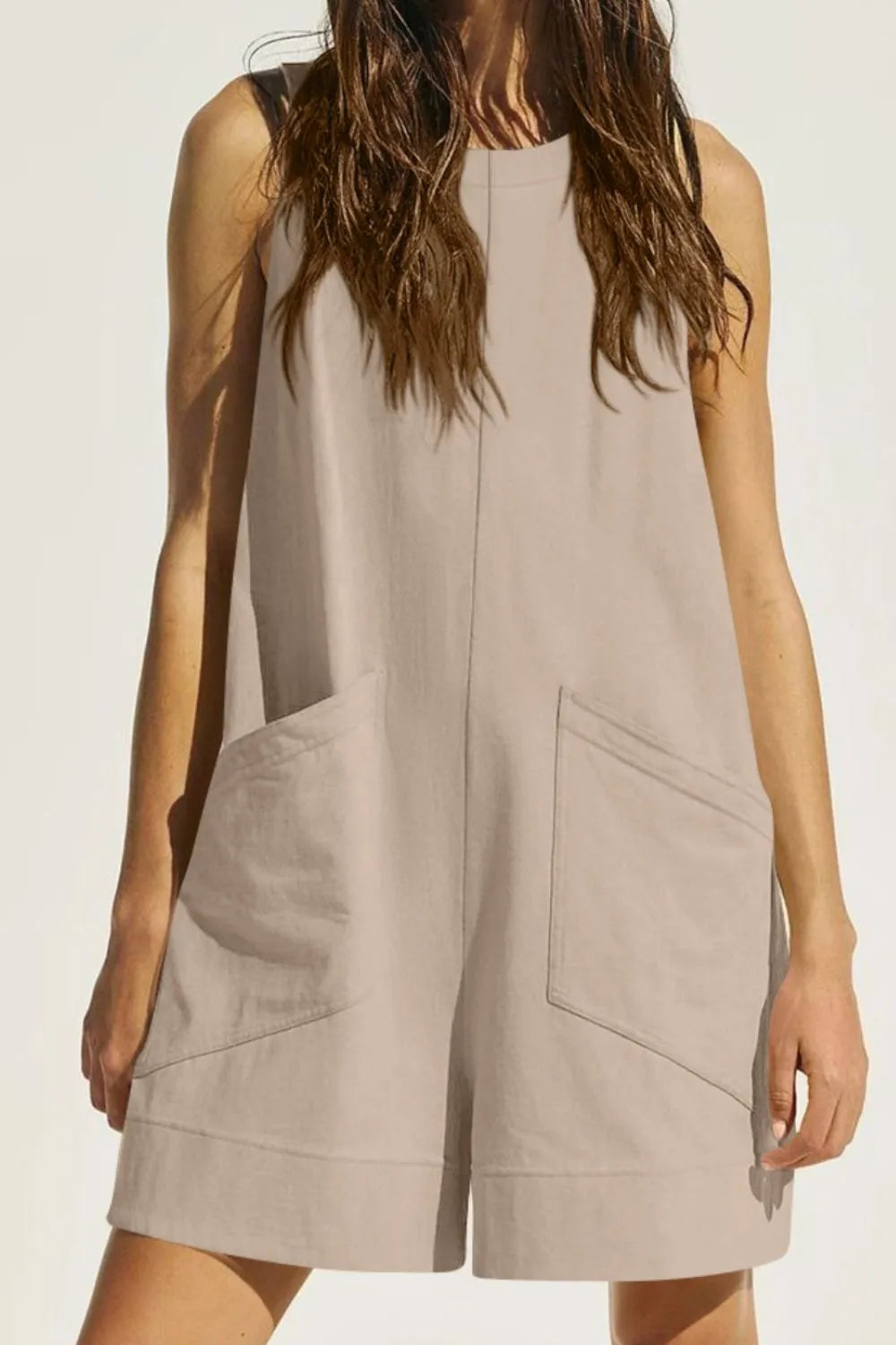 Sleeveless Romper - Round Neck