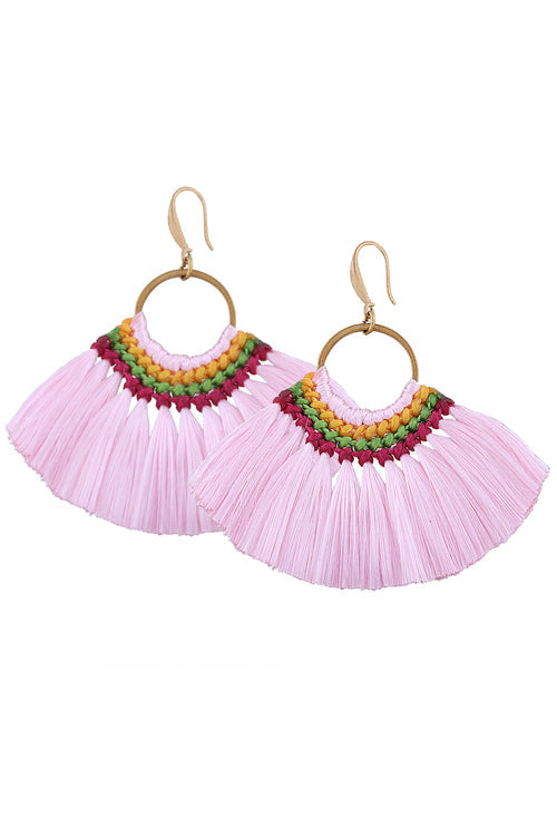 Tassel Drop Sector Earrings Pink