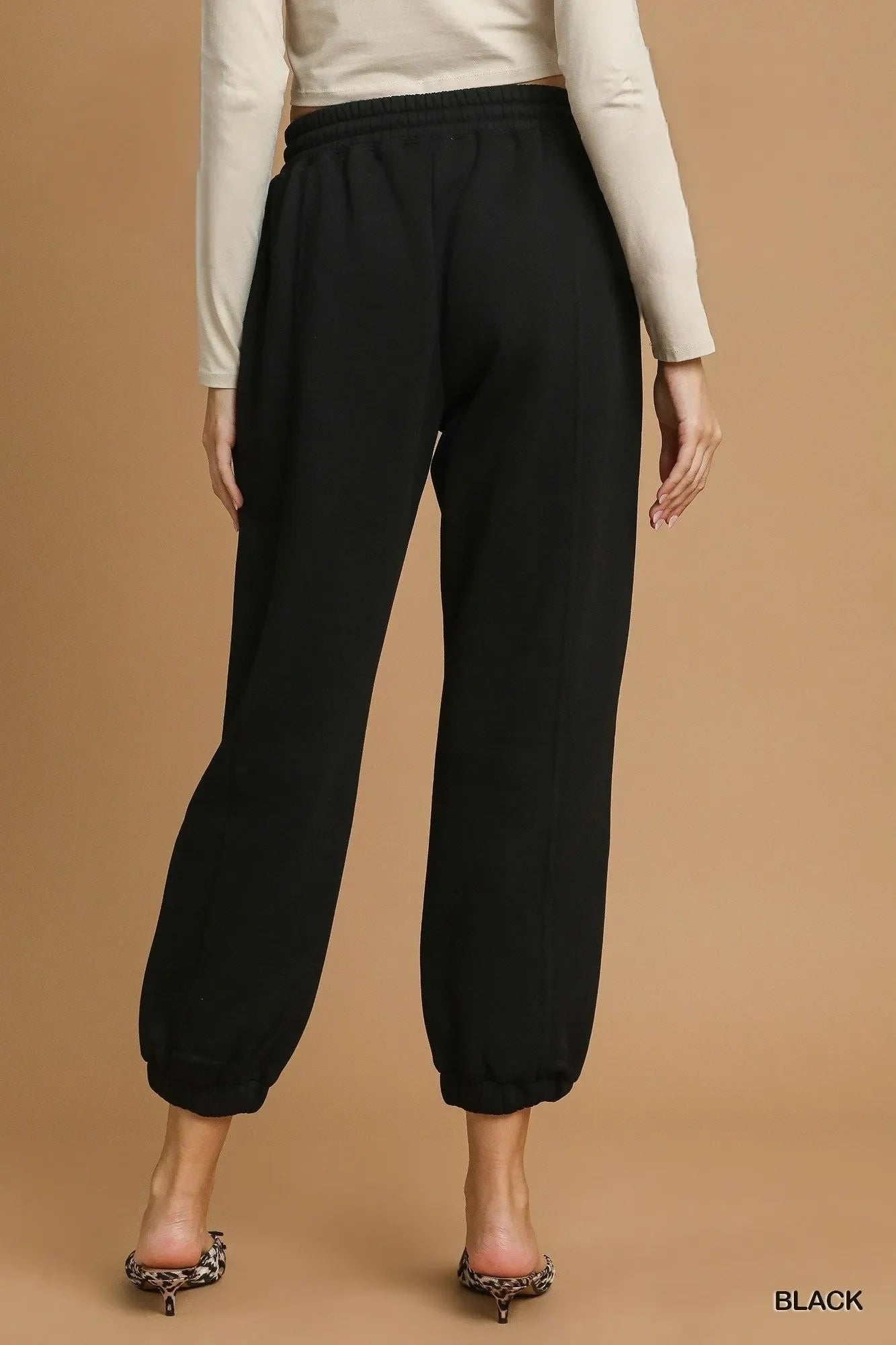 Pantalon de jogging en polaire noir – Confort avec cordon de serrage
