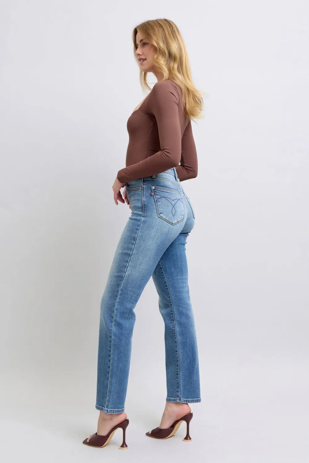 Vintage Blue Washed Straight Jeans