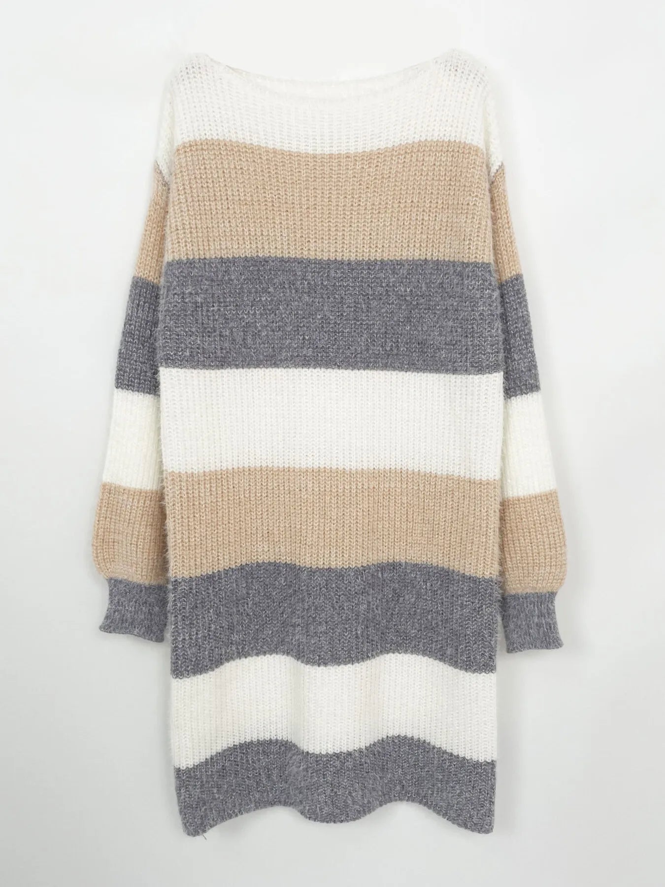 Color Block Long Sleeve Sweater Dress – Cozy Knit Fall Mini Dress