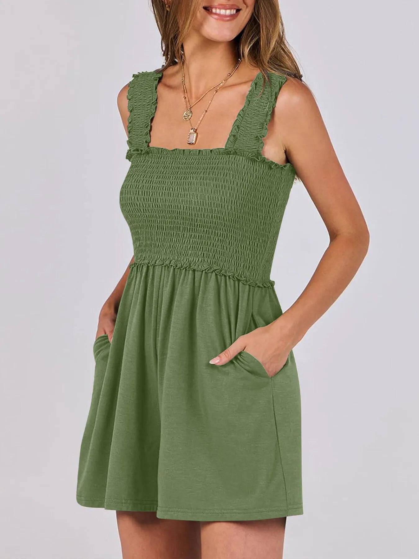 Smocked Summer Romper – Square Neck, Breezy Fit