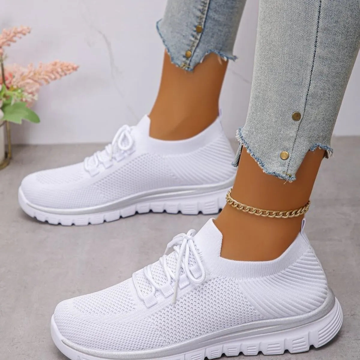 Women’s Breathable Mesh Lace Up Athletic Sneakers – Lightweight Running & Training Shoes