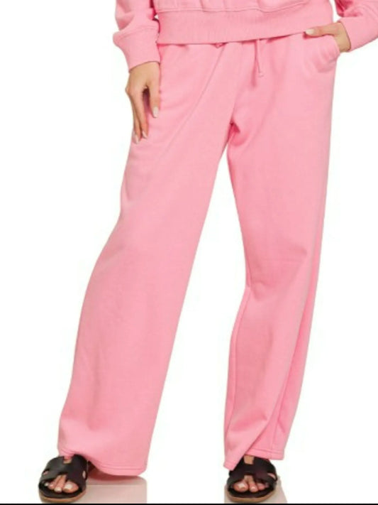 Pink Fleece Long Sleeve Top and Sweatpants Set