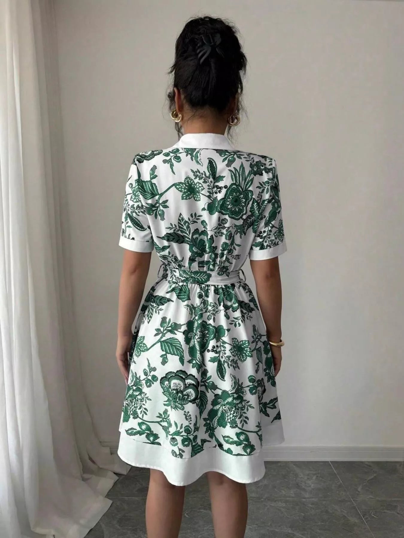 Floral Print Button-Front Shirt Dress – Casual Collared Mini Dress for Women