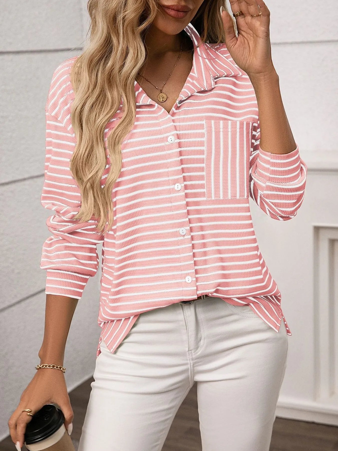 Chic Stripe Button-Up: Classic Style, All-Day Comfort
