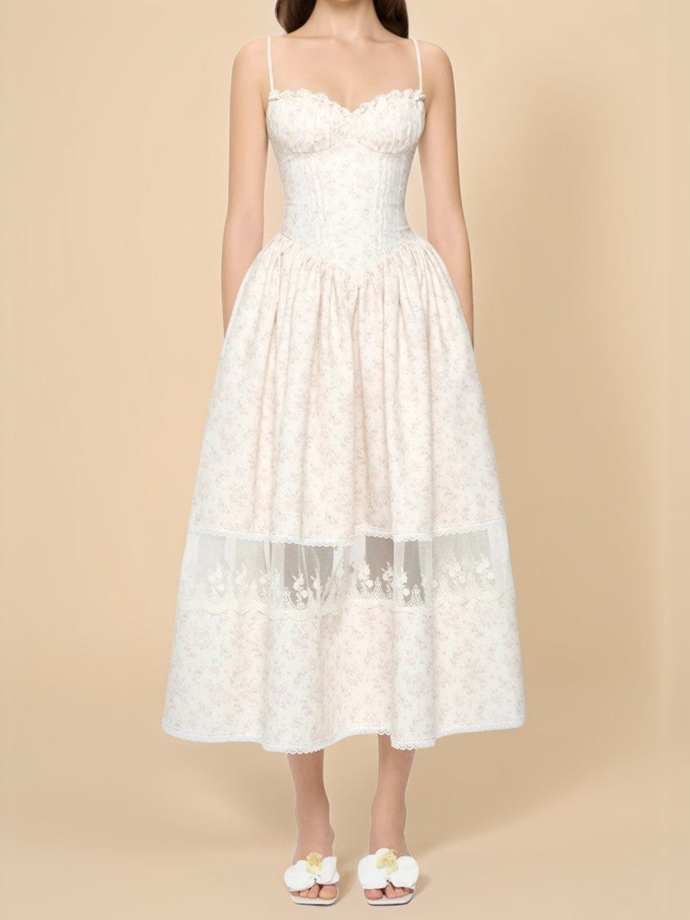 Lace suspender floral dress