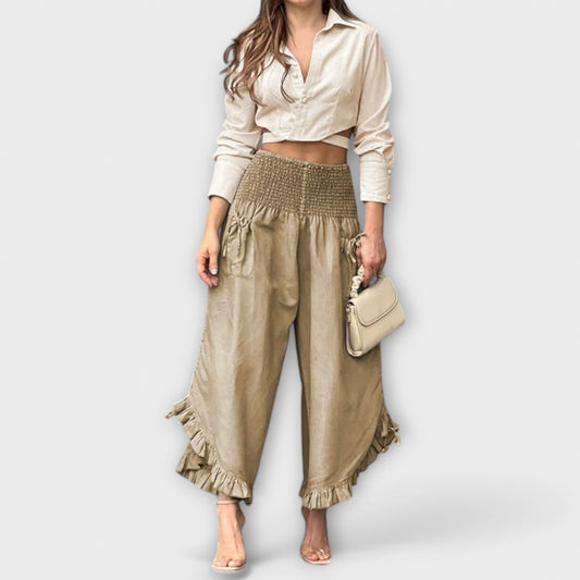 Jaya - Relaxed Linen Trousers with Stylish Creases Beige