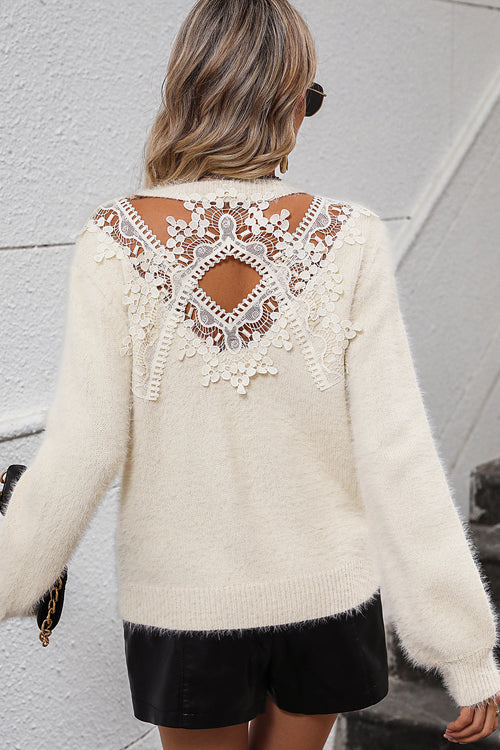 Palette of Autumn Lace Long Sleeve Sweater - 4 Colors Beige