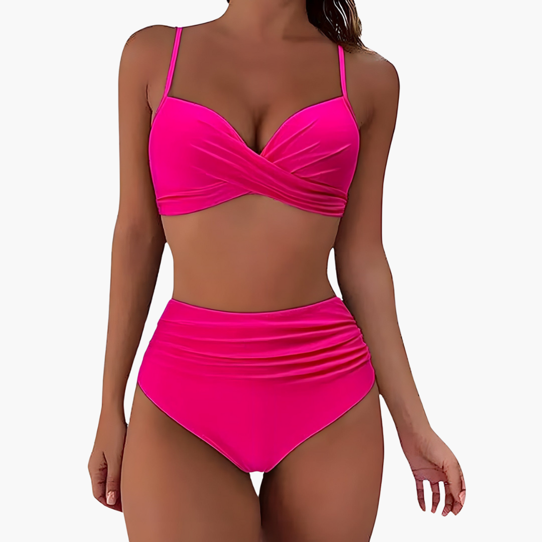Bikini Set for Women with High - Waisted Bottoms and Triangle Top