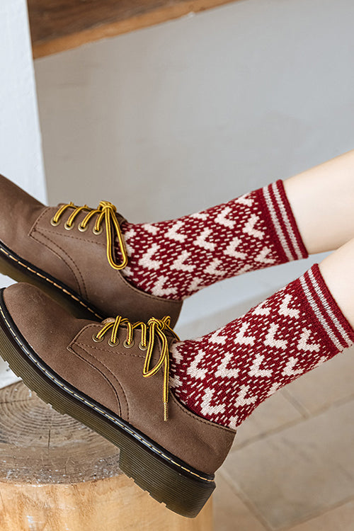 New Years' Eve Cotton Socks Red-Heart