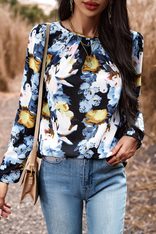 Out For The Day Print Long Sleeve Top - 4 Colors Blue