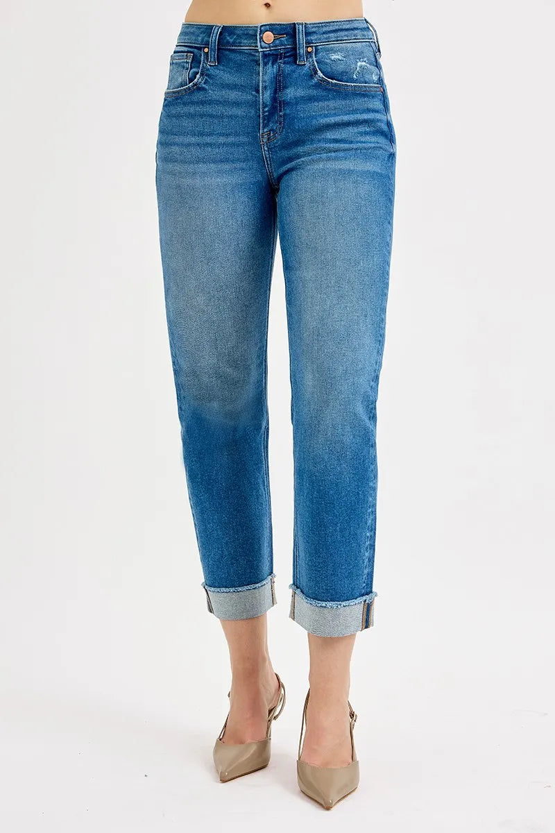 Boyfriend Fit High Waist Ankle Jeans – Plus Size