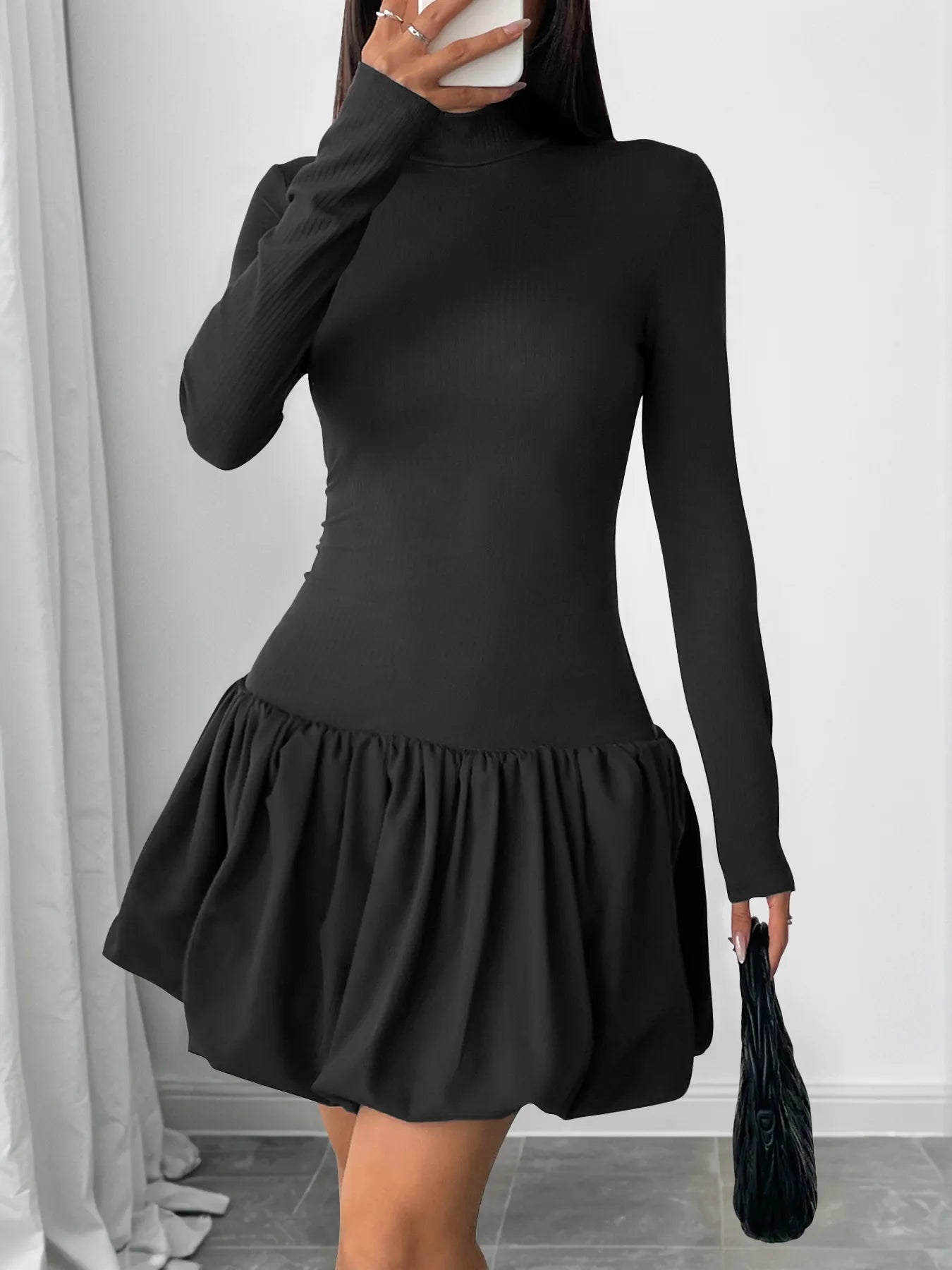 BubbleGrace Mock Neck Dress