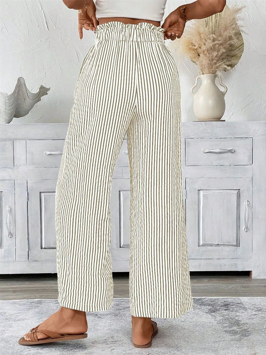 Signature Striped Paper Bag Pants (Full Size)