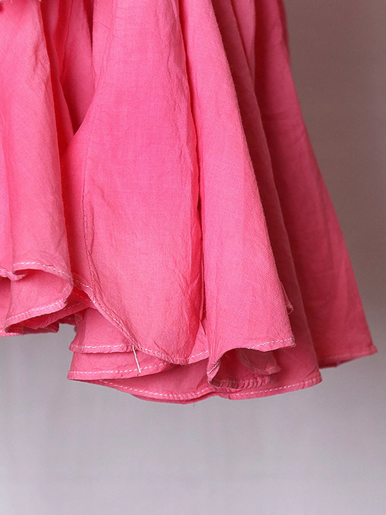 Pink and White Gradient Round Neck Balloon Sleeve Dress – Ombre Long Sleeve Mini Dress for Women