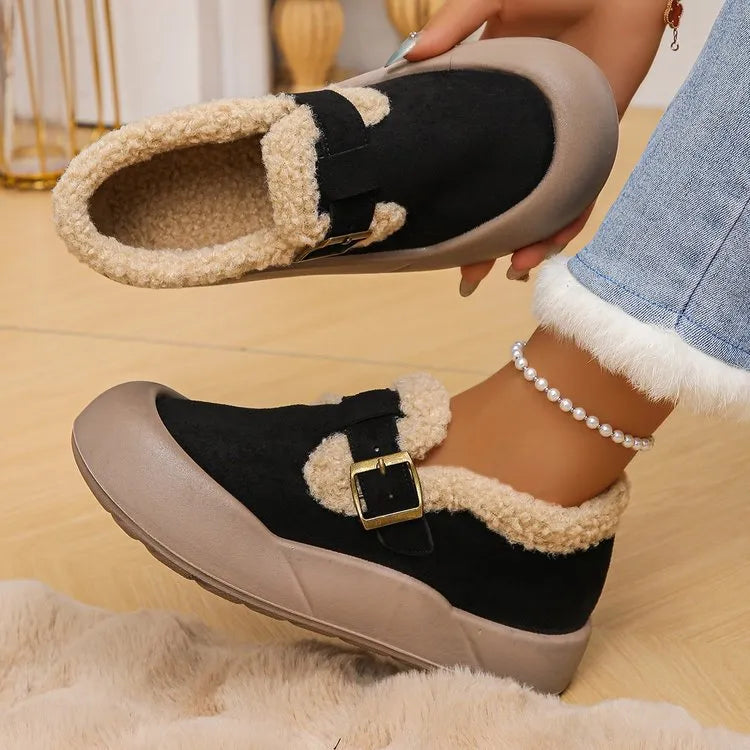 Women’s Round Toe Platform Slip-On Shoes – Comfortable Casual Elevated Loafers