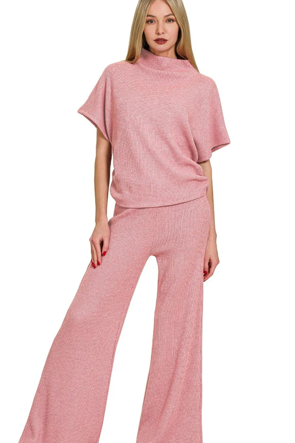 Pink Blush Dream Mock Neck Top & Pants Set